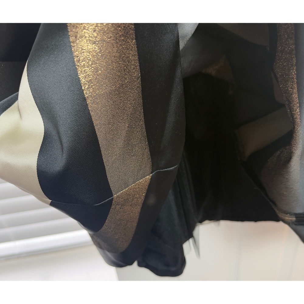 Eliza J‎ Metallic Gold Black Striped Pleated Midi Skirt Size 6 Holiday Party - Picture 7 of 7